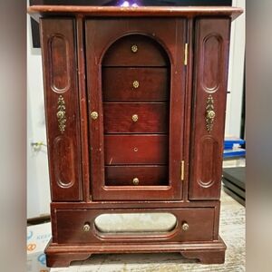 Large antique vintage jewelry box some jewelry included